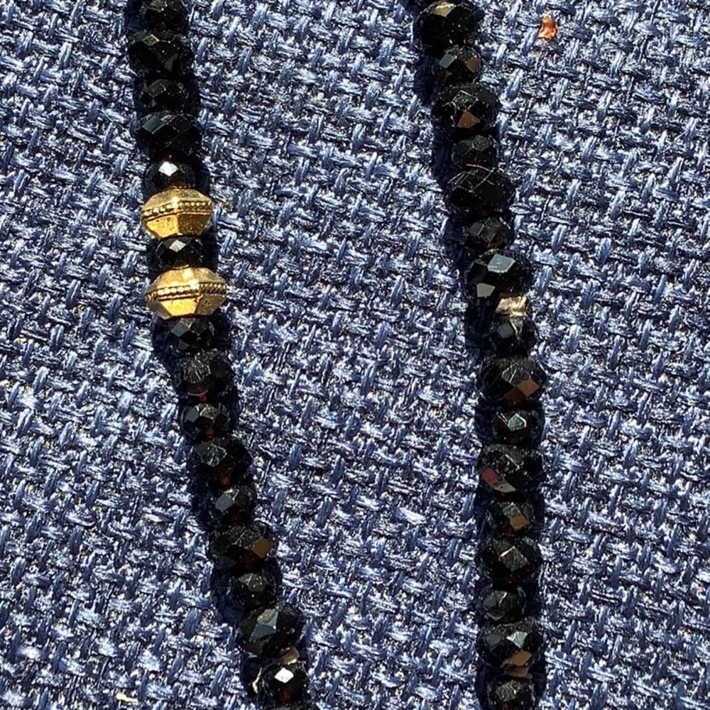 Gold and Black Beaded Necklace with Buddha Pendant - Picture 6 of 11